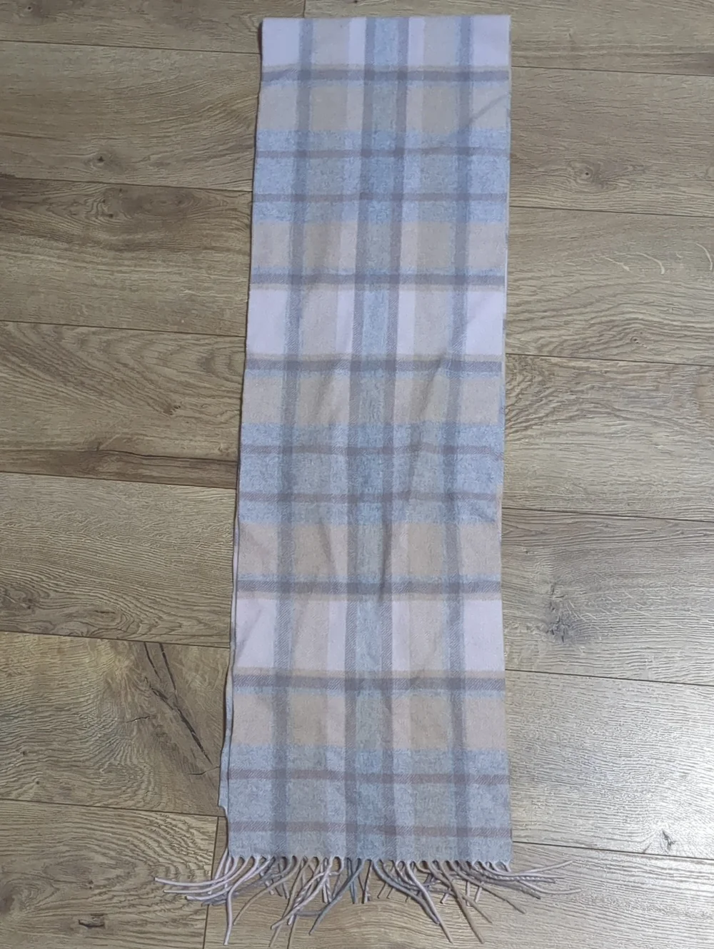 Louisa‎ Perini 100% Cashmere Grey Pink Plaid Scarf